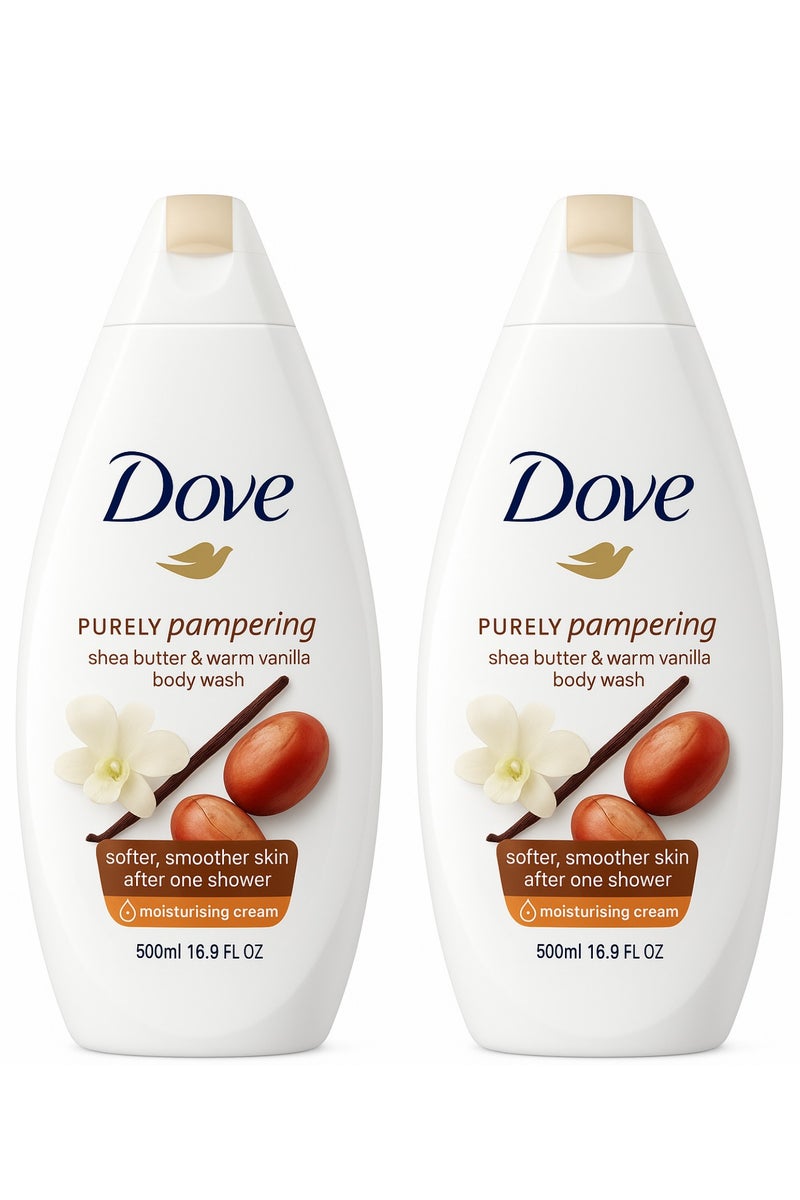 دوف غسول الجسم بزبدة الشيا والفانيليا الدافئة - تدليل نقي 500 مل قطعتين - Image 1