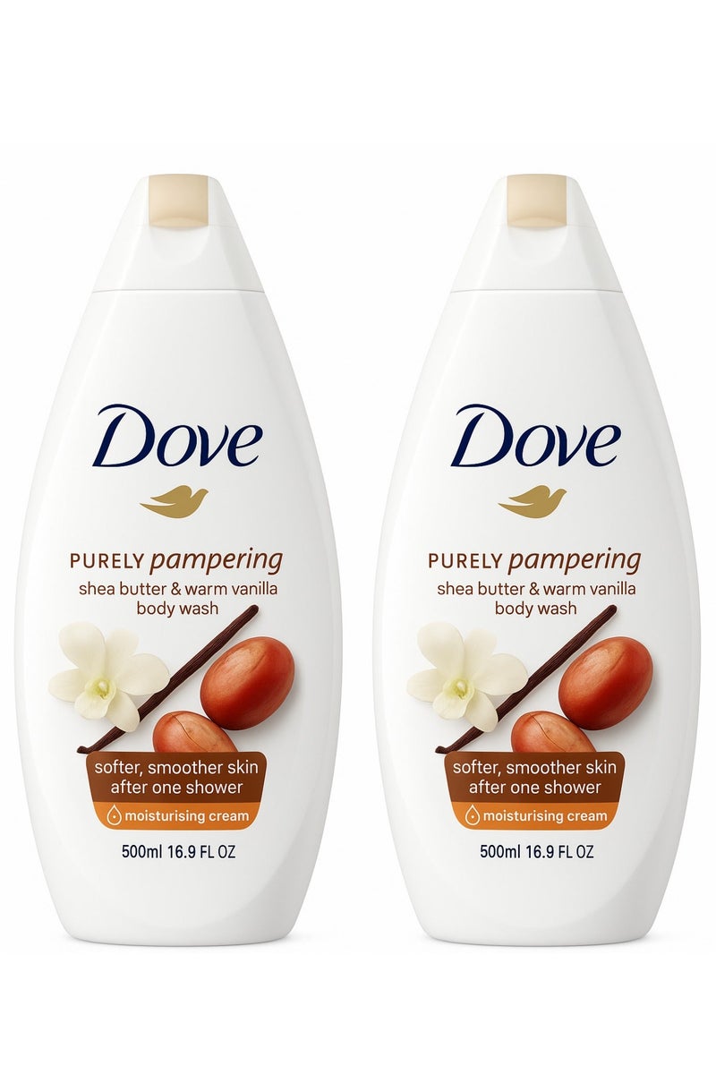 دوف غسول الجسم بزبدة الشيا والفانيليا الدافئة - تدليل نقي 500 مل قطعتين - Image 2