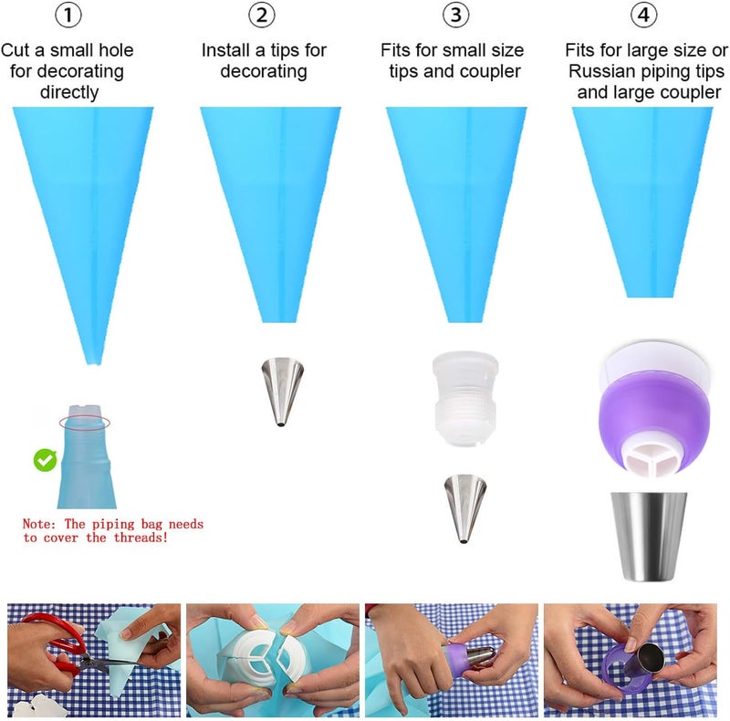GEMLON Russian Piping Tips Set, 48PCS Flower Piping Tips for Cake Decorating Large Frosting Piping Kit Icing Bags and Tips Set, Pastry Bags and Tips Cupcake Decorating Kit Cookie Baking Supplies and Tools - Image 5