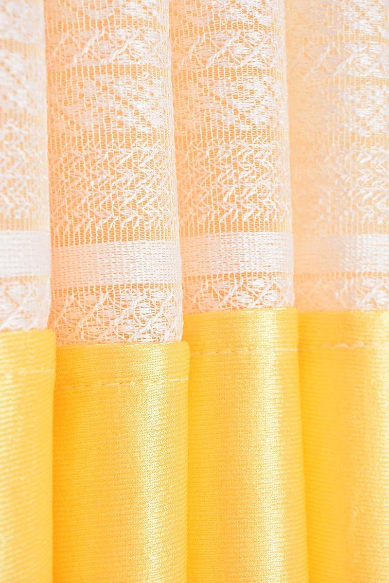 LaVichitra 2 Piece Premium Door Curtain with Floral Net 7ft Yellow - Image 3