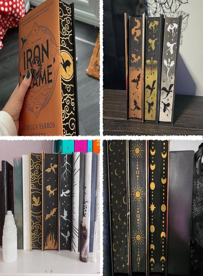 MYJMN Border Stencils for Painting Moon Star Dragon Book Edge Background Template Paint Stencils for Painting on Wood Burning Art Craft Canvas Furniture Wall(book16) - Image 2