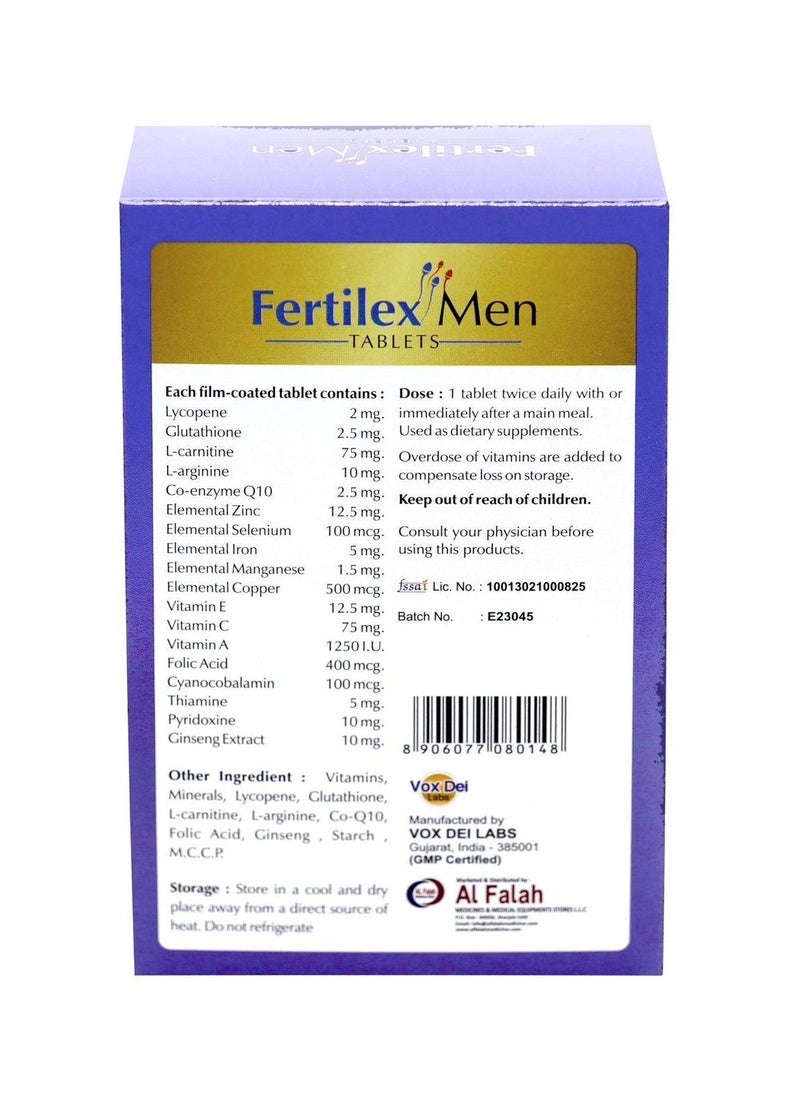 Vox Dei Labs Fertilex Men Tablets - 60 Tablets | Enriched with L-Carnitine, Lycopene, L-Arginine, Glutathione, CoQ10, Zinc, Selenium, Folic Acid & Micronutrients  - Image 2
