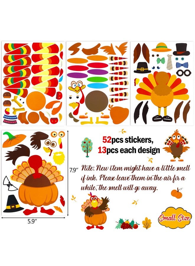 Moon Boat 52pcs Thanksgiving Crafts for Kids, Make-A-Turkey Stickers Party Games/Favors/Supplies(Small Size) - Image 3