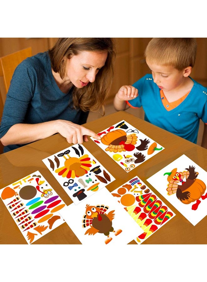 Moon Boat 52pcs Thanksgiving Crafts for Kids, Make-A-Turkey Stickers Party Games/Favors/Supplies(Small Size) - Image 2