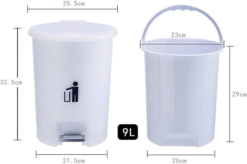 MIXEN Trash Can Slim Waste Basket with Handles 2 Gallon 9 Liter Plastic Garbage Container Bin for Bathroom Bedroom Kitchen Home Office Dorm Kids Room - Image 2