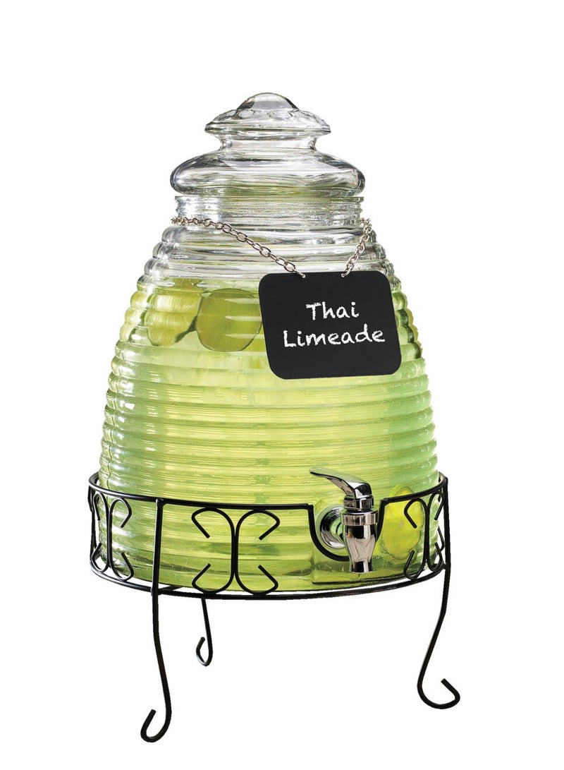 3-Piece Set Contemporary Design Glass Dispenser Carafe and Base Clear  - Image 1