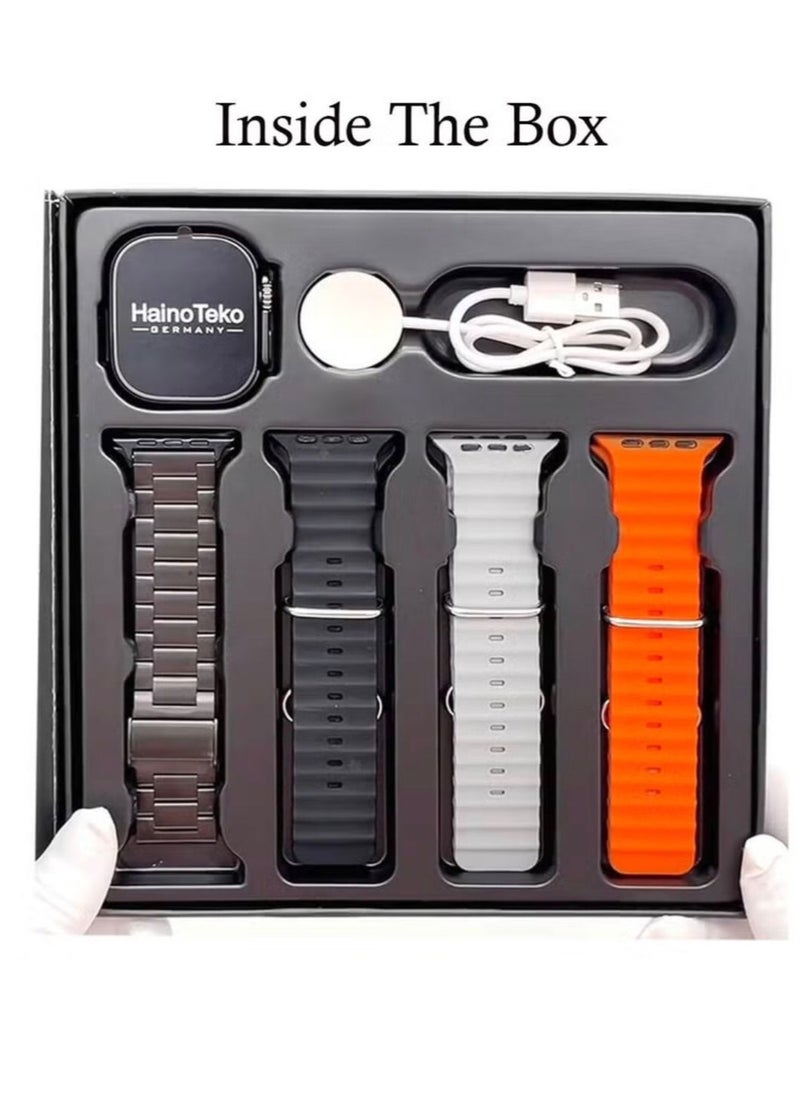 Haino Teko - Haino Teko Germany SQ10 Ultra 2 AMOLED Display Smart Watch With 4 Spair Strap and Wireless Charger for Gents and Boys Black - Image 1