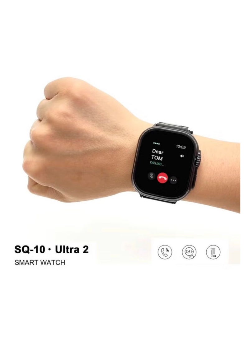 Haino Teko - Haino Teko Germany SQ10 Ultra 2 AMOLED Display Smart Watch With 4 Spair Strap and Wireless Charger for Gents and Boys Black - Image 1