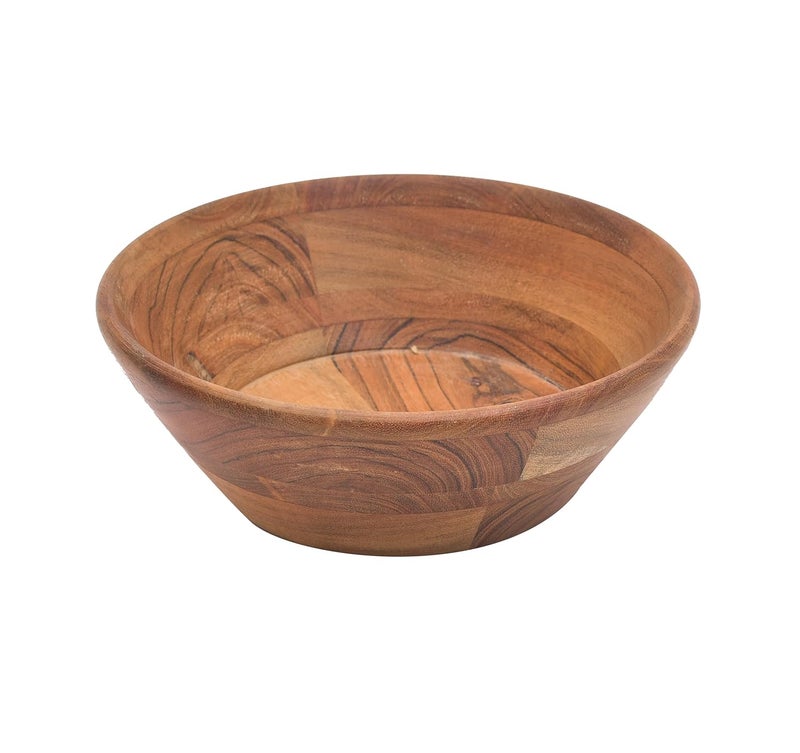 OGGN Natural Acacia Wood Mixing Serving Bowl Handmade Wooden Salad Bowls Antique Soup Serve Ware Elegant Multipurpose Bowl for Salads Soups Snacks 8 X 8 X 3 Inch - Image 4