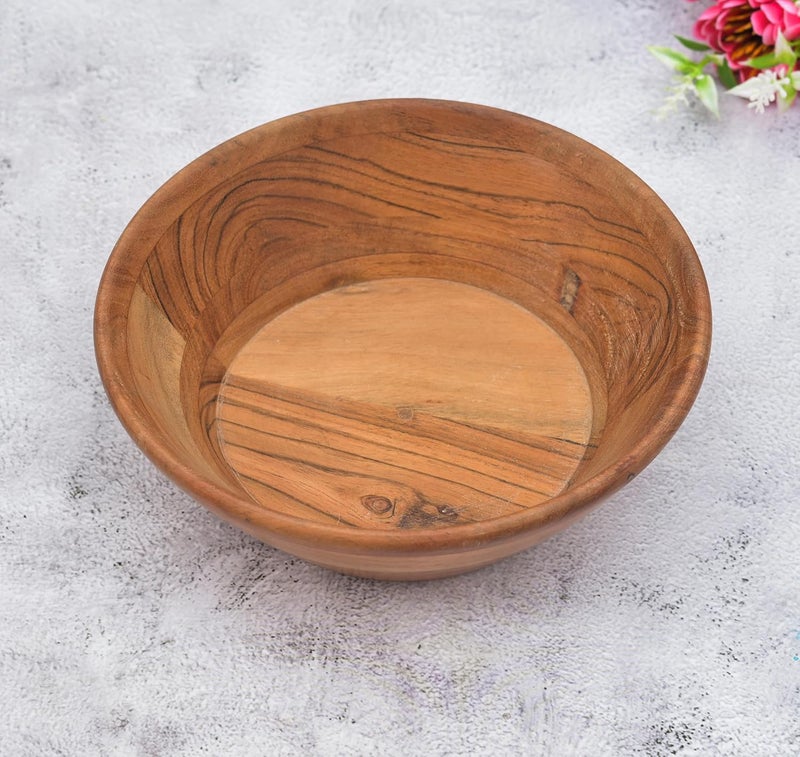 OGGN Natural Acacia Wood Mixing Serving Bowl Handmade Wooden Salad Bowls Antique Soup Serve Ware Elegant Multipurpose Bowl for Salads Soups Snacks 8 X 8 X 3 Inch - Image 5