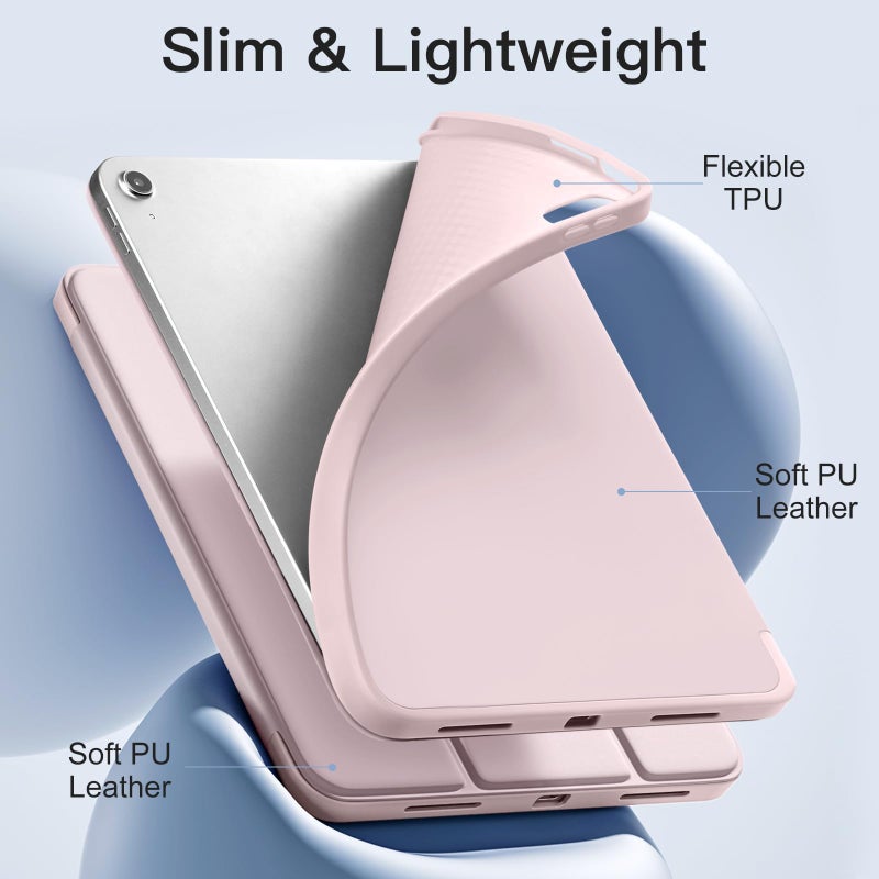Akkerds Compatible with iPad (A16) 11th Generation Case 11 Inch 2025, for iPad 10th Generation Case 10.9 Inch 2022 with Pencil Holder, Slim Trifold Stand Protective Cover with Soft TPU Back, Pink - Image 5