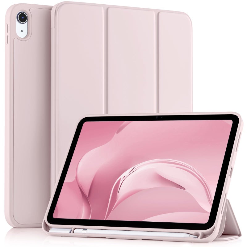 Akkerds Compatible with iPad (A16) 11th Generation Case 11 Inch 2025, for iPad 10th Generation Case 10.9 Inch 2022 with Pencil Holder, Slim Trifold Stand Protective Cover with Soft TPU Back, Pink - Image 1