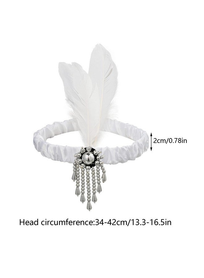 Tongcloud 12Pcs 1920S Flapper Headband Costume Flapper Headpiece For Women Feather Headband For Gatsby Theme Party (White) - Image 2