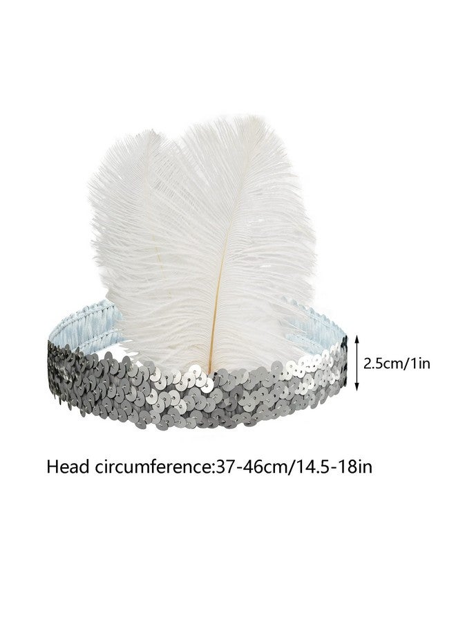 Tongcloud 12Pcs 1920S Flapper Headband Costume Flapper Headpiece For Women Feather Headband For Gatsby Theme Party (White) - Image 3