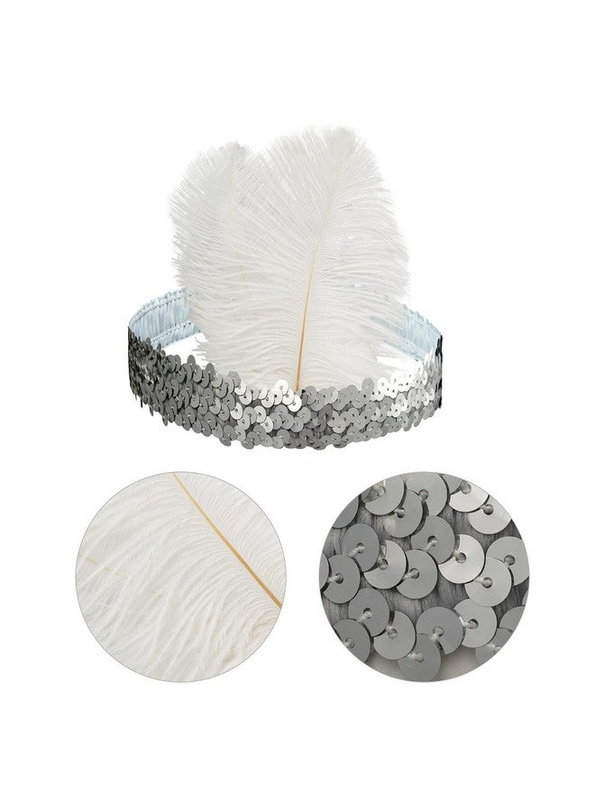 Tongcloud 12Pcs 1920S Flapper Headband Costume Flapper Headpiece For Women Feather Headband For Gatsby Theme Party (White) - Image 4
