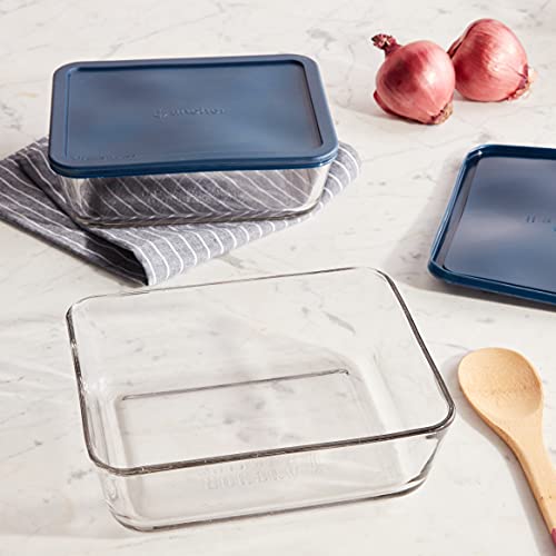 Anchor Hocking 11 Cup Glass Storage Containers with Lids  Set of 2 Glass Food Storage Containers with Navy Blue SnugFit Lids - Image 5