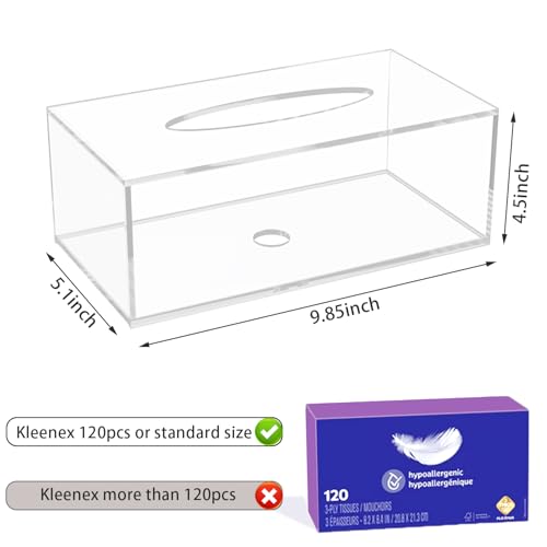 PITBVO Acrylic Tissue Box Cover, Clear Tissue Box Holder, PITBVO Facial Napkin Dispenser Holder Case Dryer Sheet Holder for Car, Bathroom, Kitchen, Office, Living Room, Home, Laundry, Counter Hotel Use - Image 2