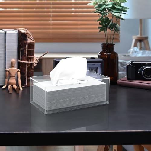 PITBVO Acrylic Tissue Box Cover, Clear Tissue Box Holder, PITBVO Facial Napkin Dispenser Holder Case Dryer Sheet Holder for Car, Bathroom, Kitchen, Office, Living Room, Home, Laundry, Counter Hotel Use - Image 4