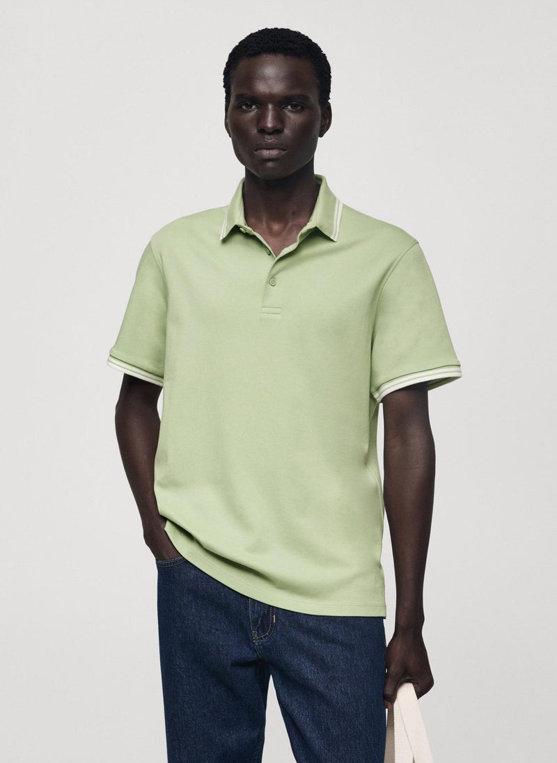 Mango Man Polo Shirt With Contrast Piping  - Image 1