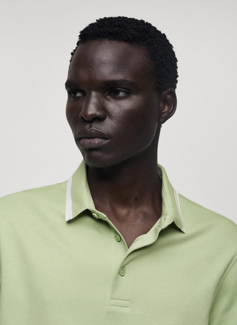 Mango Man Polo Shirt With Contrast Piping  - Image 3