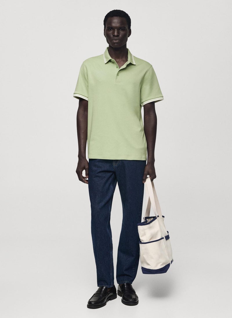 Mango Man Polo Shirt With Contrast Piping  - Image 4