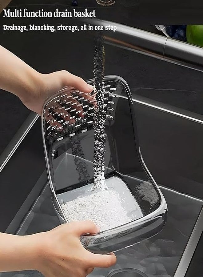 VishBin Double Drainage Sink Washing Basket, Multifunctional Kitchen Drain Vegetable and Fruit Drainer Bowl Multi Functional Rice Draining Basket for Household Material - Image 4