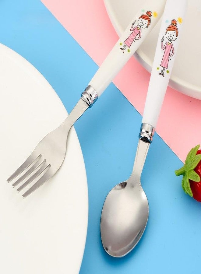 Fennec Mart 4-Piece Kids Cutlery Set Stainless Steel Cartoon Spoon, Fork, Chopsticks with Portable Case Cute Student Gift (Multi Design) - Image 2
