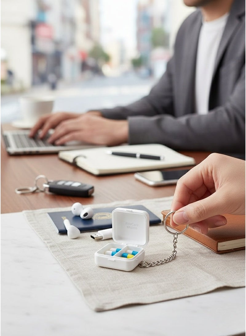 ريت كير علبة حبوب محمولة مع سلسلة مفاتيح | منظم أدوية سفر صغير | حافظة تخزين آمنة للأجهزة اللوحية - BNBX09 - Image 2