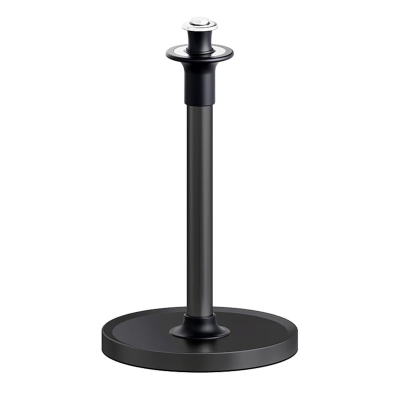VEHHE Paper Towel Holder Countertop Black Paper Towel Holder Stand with Spring Damping for Kitchen Bathroom One Hand Tear Paper Stainless Steel Paper Towel Holder with Weighted Base and Suction Cups