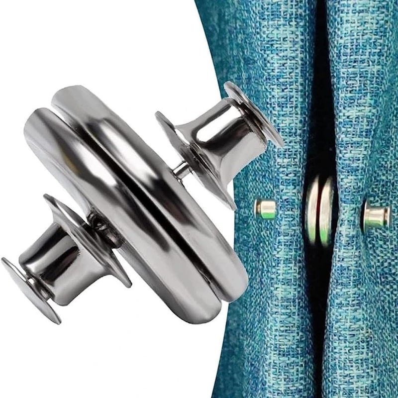 RIVOM RIVOM 4 Pair Curtain Magnets Closure Button Metal Magnetic Curtain Button Curtain Magnetic Holdback Button Drapery Magnetic Button to Keep Curtain Closed for Home Bedroom Office Curtain Draperies - Image 1