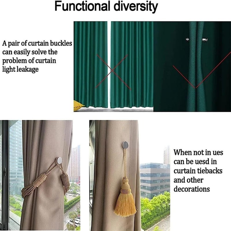 RIVOM RIVOM 4 Pair Curtain Magnets Closure Button Metal Magnetic Curtain Button Curtain Magnetic Holdback Button Drapery Magnetic Button to Keep Curtain Closed for Home Bedroom Office Curtain Draperies - Image 5
