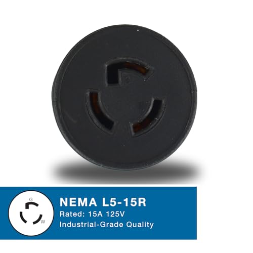Conntek 30111-BK Locking Adapter U.S. 3 Prong Male Plug To 15 Amp Locking Female Connector NEMA 5-15P to NEMA L5-15R Black - Image 3