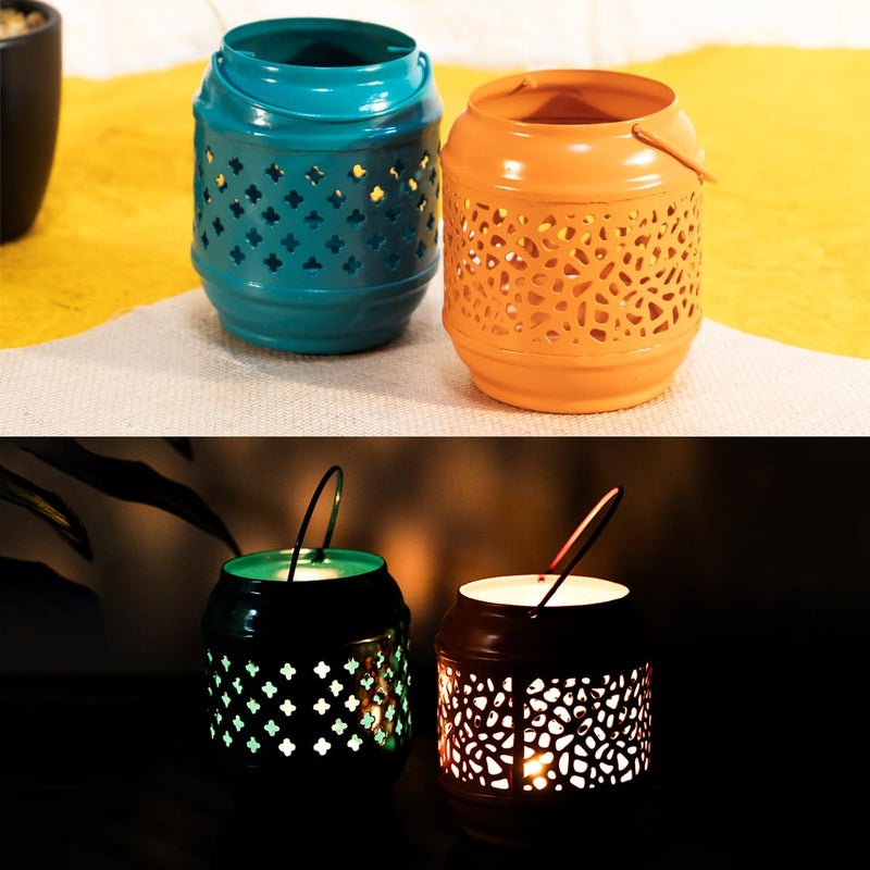 Ekhasa Metal Tealight Candle Holders for Home Decor Perfect Candle Stand for Diwali Decoration and Table Decor Indoor Outdoor Festival Decorative Candles Gift Items Set of 2 - Image 2