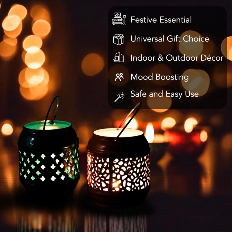 Ekhasa Metal Tealight Candle Holders for Home Decor Perfect Candle Stand for Diwali Decoration and Table Decor Indoor Outdoor Festival Decorative Candles Gift Items Set of 2 - Image 4