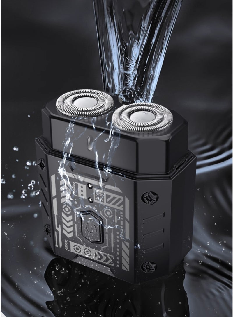 JFYP Men's Electric Shaver, Mini Electric Shaver, Compact Facial Shaver, Waterproof Wet and Dry Cordless Shaver, USB-C Fast Charging Suitable for Travel, Hair and Beard, Small and Portable - Image 1