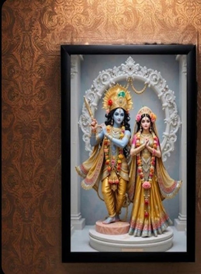 Wall Mitra Radha Krishna Led Photo Frame, LED Photo Frame | Silver Colour(12x18) - Image 1