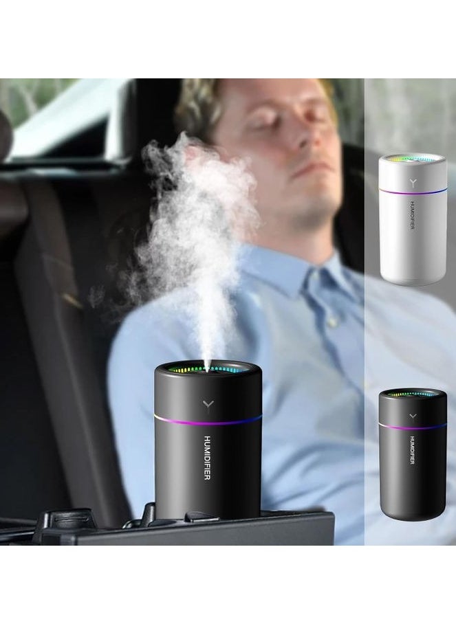 Car Air Humidifier with 6 Different Lights and 2 Mist Modes, 180ml Capacity - Black