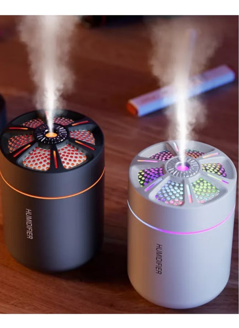 Car Air Humidifier with 6 Different Lights and 2 Mist Modes, 180ml Capacity - Black