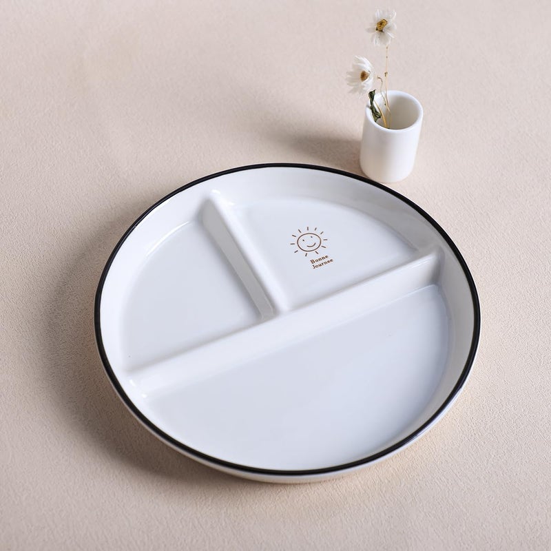 كوكو مي كوكوم جولة ابتسامة الشمس الخزف الخزف الخزفي المقسم لوحة عشاء لوحة - 8 بوصات - Image 2