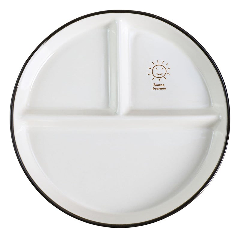 كوكو مي كوكوم جولة ابتسامة الشمس الخزف الخزف الخزفي المقسم لوحة عشاء لوحة - 8 بوصات - Image 1