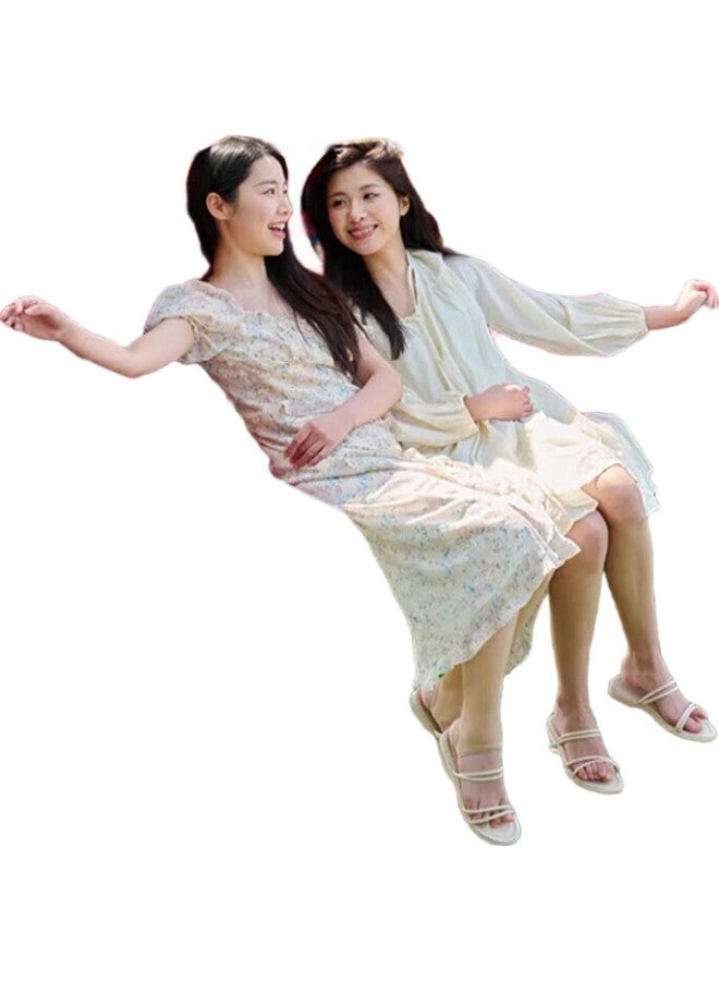 BeiJiLang Outdoor Camping Leisure Swing, Thickened And Widened Canvas Hammock, Curved Wood Anti-Rollover, Red Double Crescent Hammock - Image 2