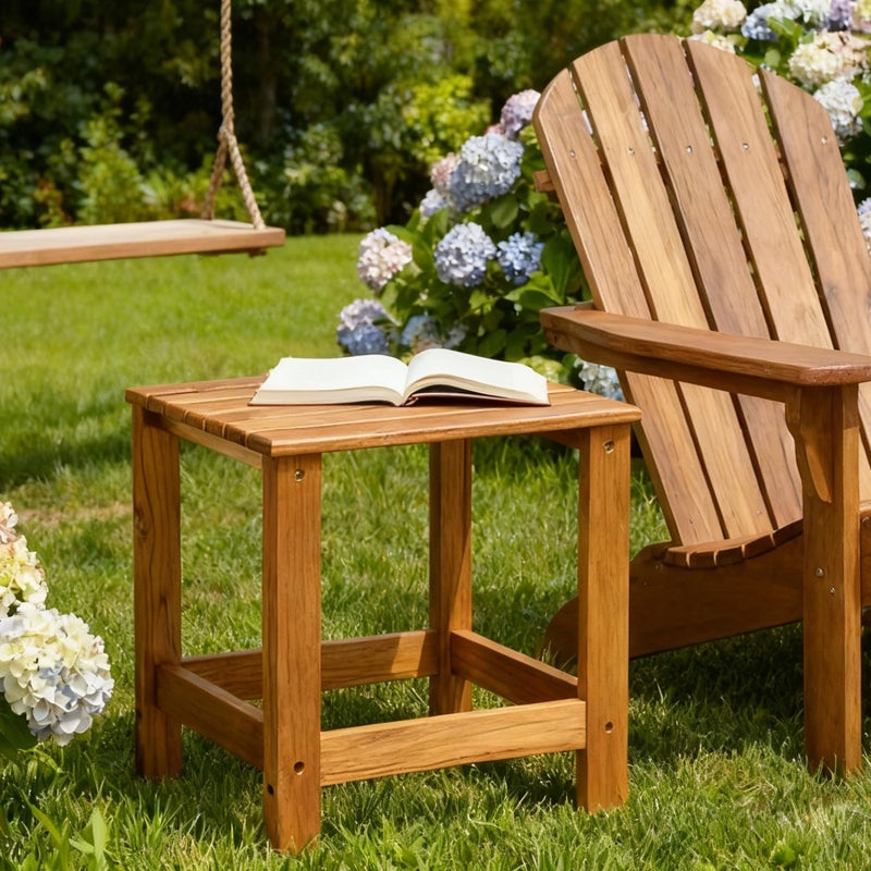 Utoplike Teak Outdoor Side Table for Patio, Pool Coffee Accent Table, Wood End Tables for Garden, Backyard, Bed, Living Room, Couch - Image 2