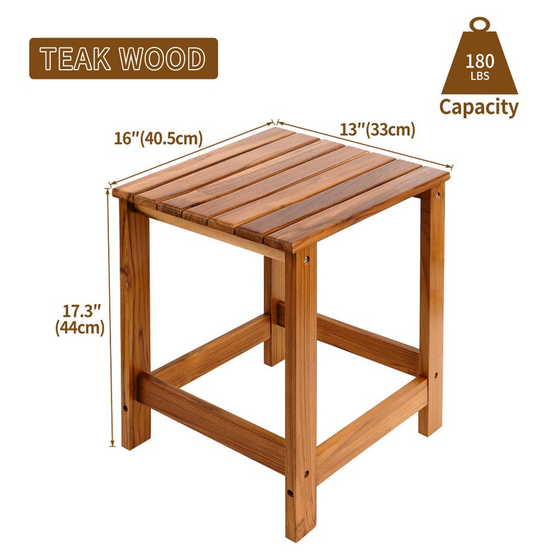 Utoplike Teak Outdoor Side Table for Patio, Pool Coffee Accent Table, Wood End Tables for Garden, Backyard, Bed, Living Room, Couch - Image 4