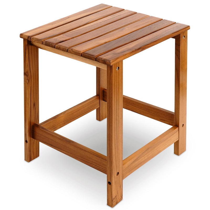Utoplike Teak Outdoor Side Table for Patio, Pool Coffee Accent Table, Wood End Tables for Garden, Backyard, Bed, Living Room, Couch - Image 1