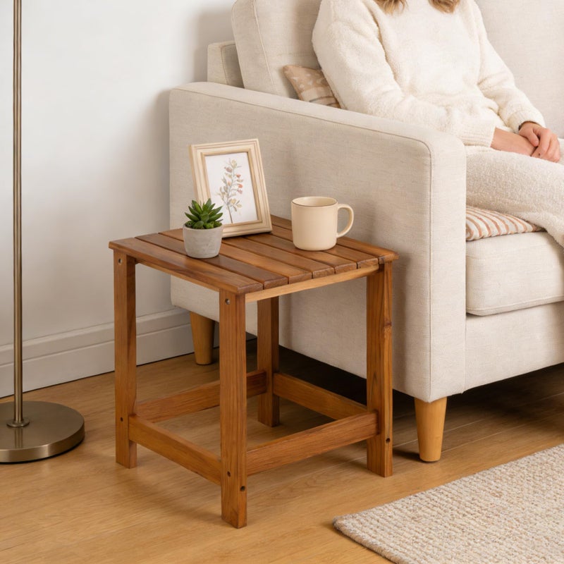 Utoplike Teak Outdoor Side Table for Patio, Pool Coffee Accent Table, Wood End Tables for Garden, Backyard, Bed, Living Room, Couch - Image 3