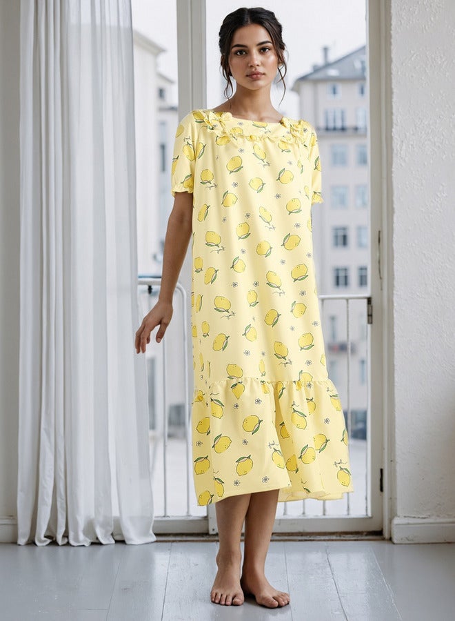 Aadaraya Printed Square Neck Night Dress - Image 2