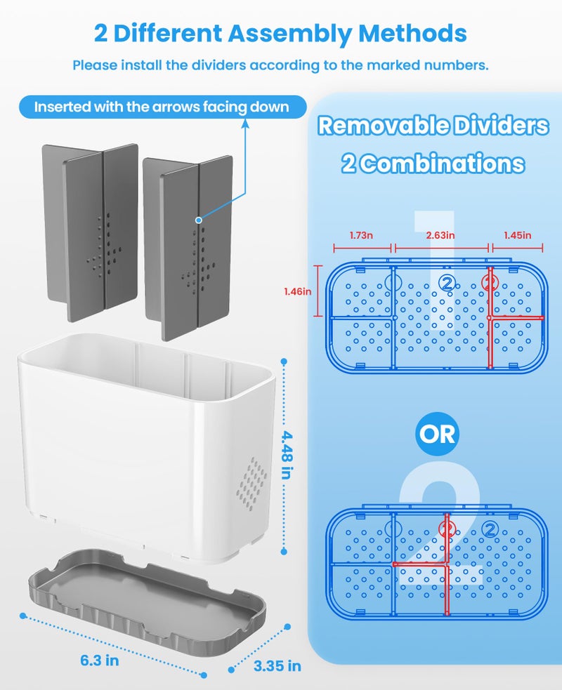 Homtalker Toothbrush and Toothpaste Holders for Bathrooms Countertop - Detachable 5 Slots Kids Electric Toothbrush Holders Set Wall Mounted with Removable Dividers for Bathroom Decor and Accessories Organizer - Image 2