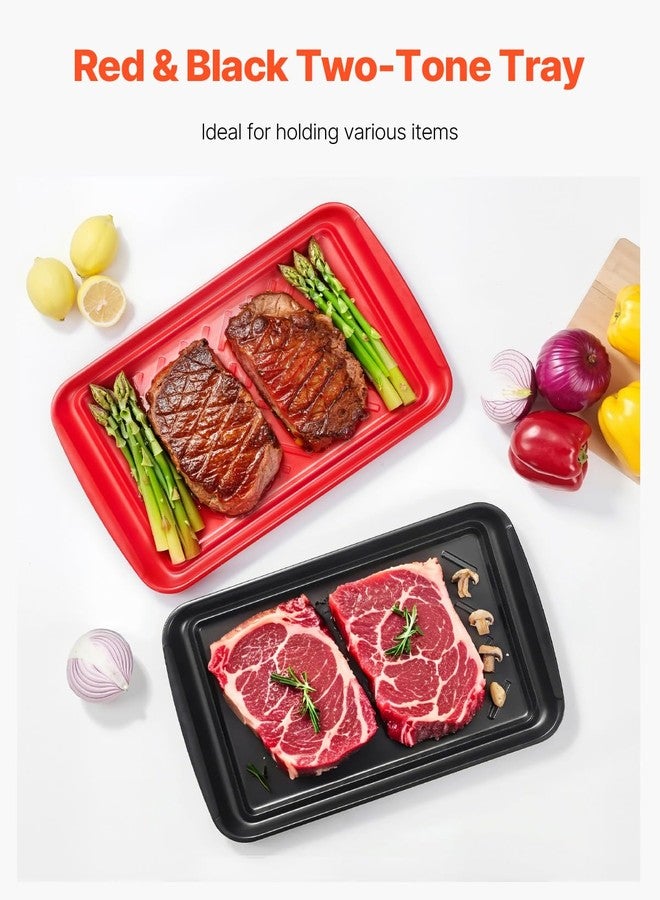 VEVOR Plastic Serving Trays, 2-Pack Grilling Prep and Serve Trays with Handles, 17x10.35 Inch Anti-Slip Melamine Food Tray, Ideal for BBQ, Kitchen, Cafeteria, Ottoman, Coffee Table, Black and Red - Image 5