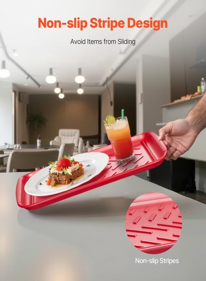 VEVOR Plastic Serving Trays, 2-Pack Grilling Prep and Serve Trays with Handles, 17x10.35 Inch Anti-Slip Melamine Food Tray, Ideal for BBQ, Kitchen, Cafeteria, Ottoman, Coffee Table, Black and Red - Image 3