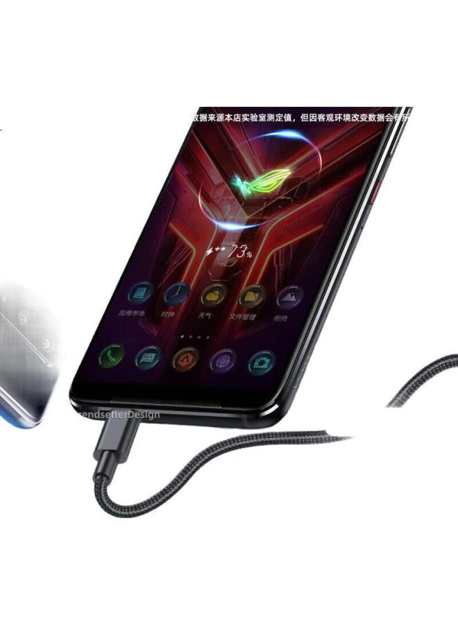 Trendy Style Chuanfan Compatible With Asus Rog9/8/7/6/6Pro/5/5S/5Pro Data Cable, Pd Fast Charging 65W, Eye Of The Spender Gaming Phone, Rog3 Dual Type-C Charging Cable, 2 Meters Extended - Image 1